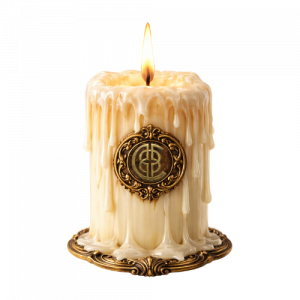 Vela con cera derretida encendida y estilo antiguo